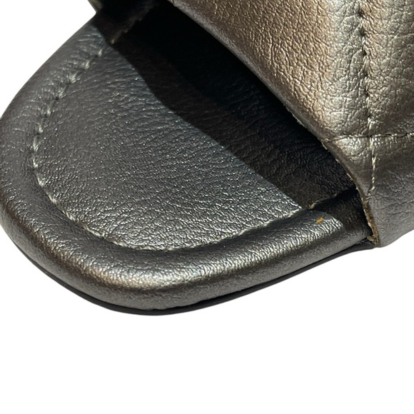 ANNE KLEIN KYLA KITAY GREY PEWTER STUDDED KITTEN HEEL SLIP ON SANDALS SZ 9.5 MED - Picture 7 of 12